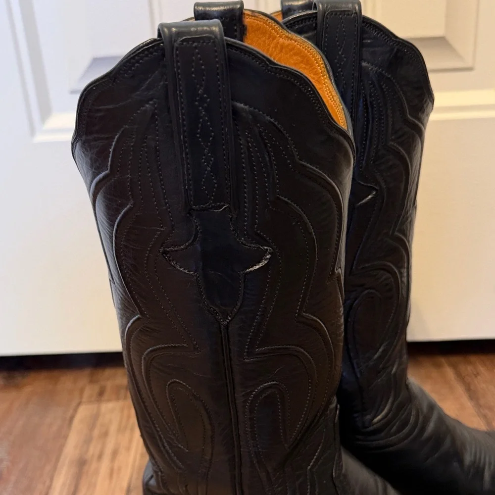 Lucchese Black Leather Cowboy Boots EUC - Picture 6 of 12